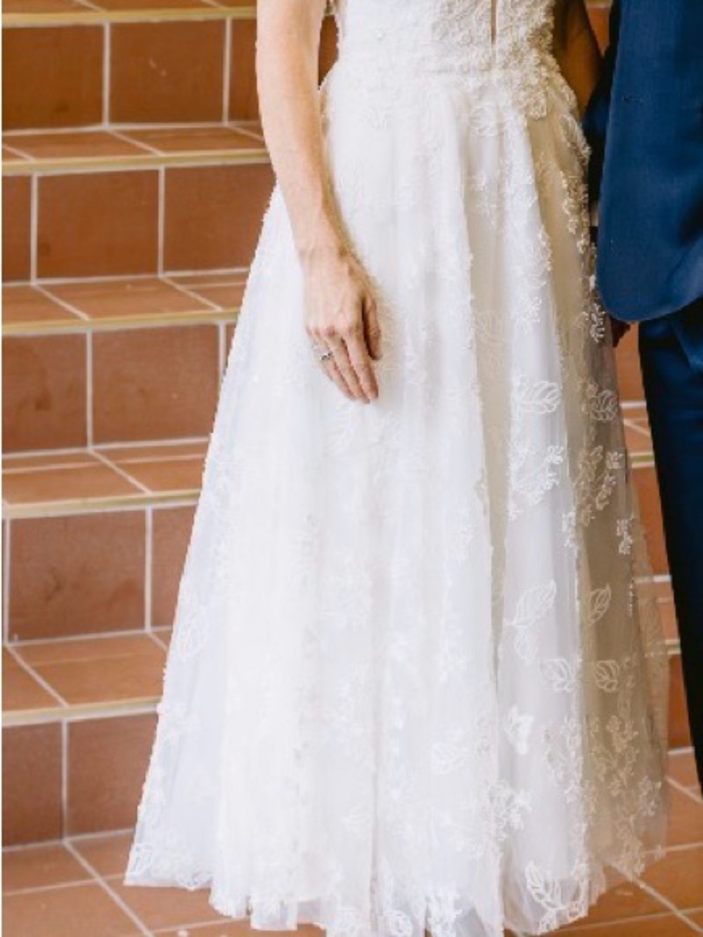 White Lace A-Line Dress - Women's Dress